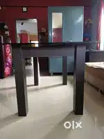 Solid Wood Dining Table with Glass Top and 4 Sitting Chairs (Set)