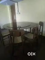 Dining Table glass top with teakwood body