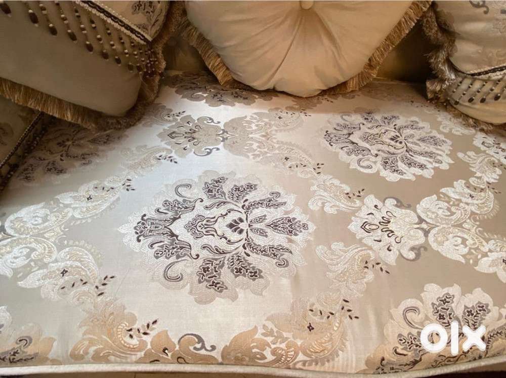 Durian made teak sofa(7 seats) set of 03 .with carved teak centre tabl