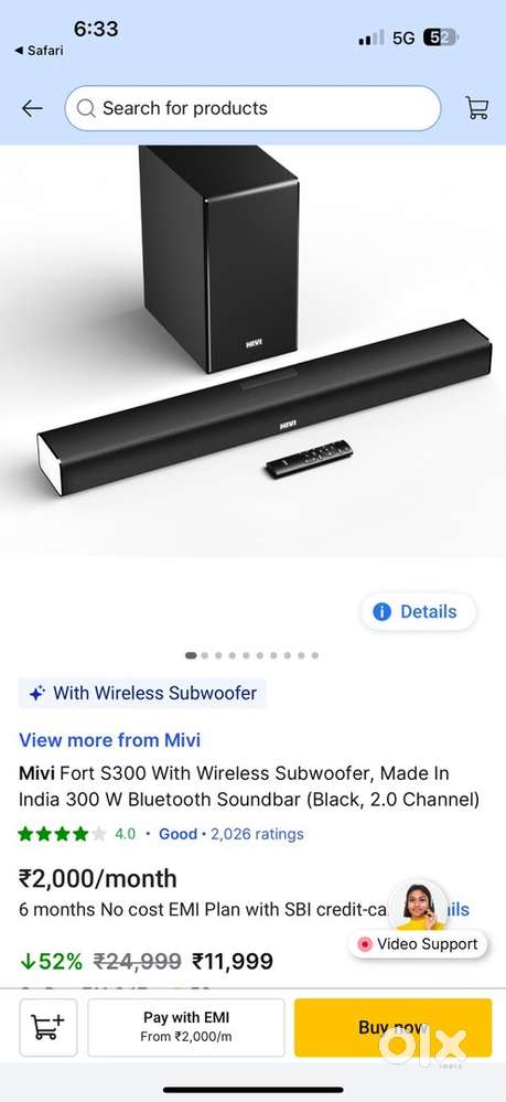 Mivi Fort S300 soundbar with wireless subwoofer fresh piece with box