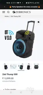Party Speaker Zebronics (wheeled trolley) music sys with wireless mic