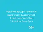 Need delivery boys/girls to work in appartment stores
