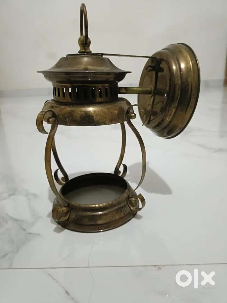 vintage-style brass electric lantern or lamp,