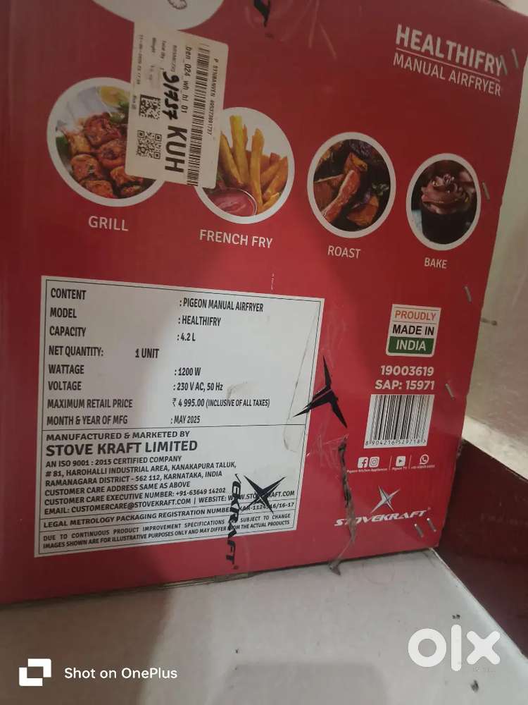 Pigeon Healthifry Manual Airfryer