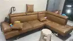 L shape leather sofa set