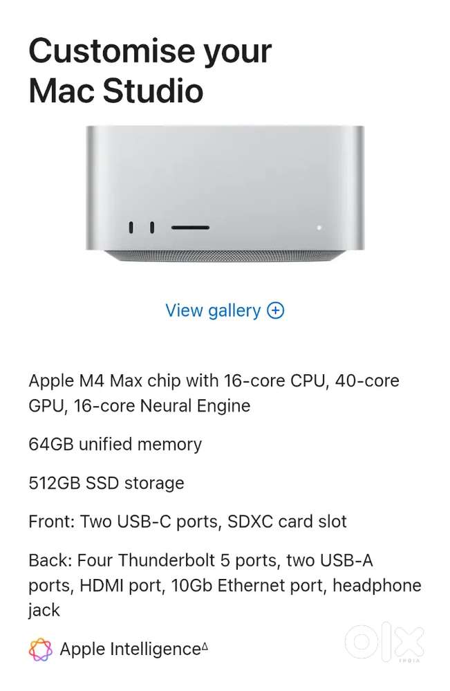 Apple Mac Studio M4 Max, 16 Core CPU 40 Core GPU,64GB Ram, 512GB SSD