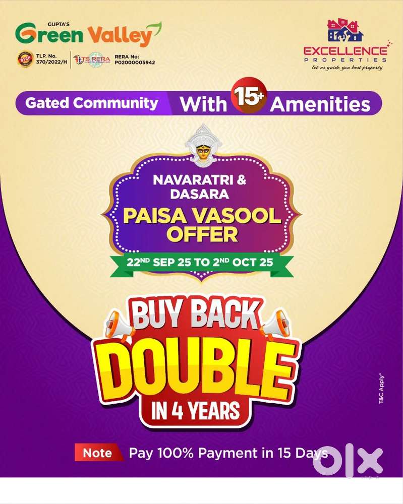 DTCP & RERA Villa Plots @ Green Valley – Yadadri Road