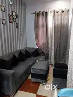 L shape 7 seater sofa set with 5 cusions 2 puff nd centre table