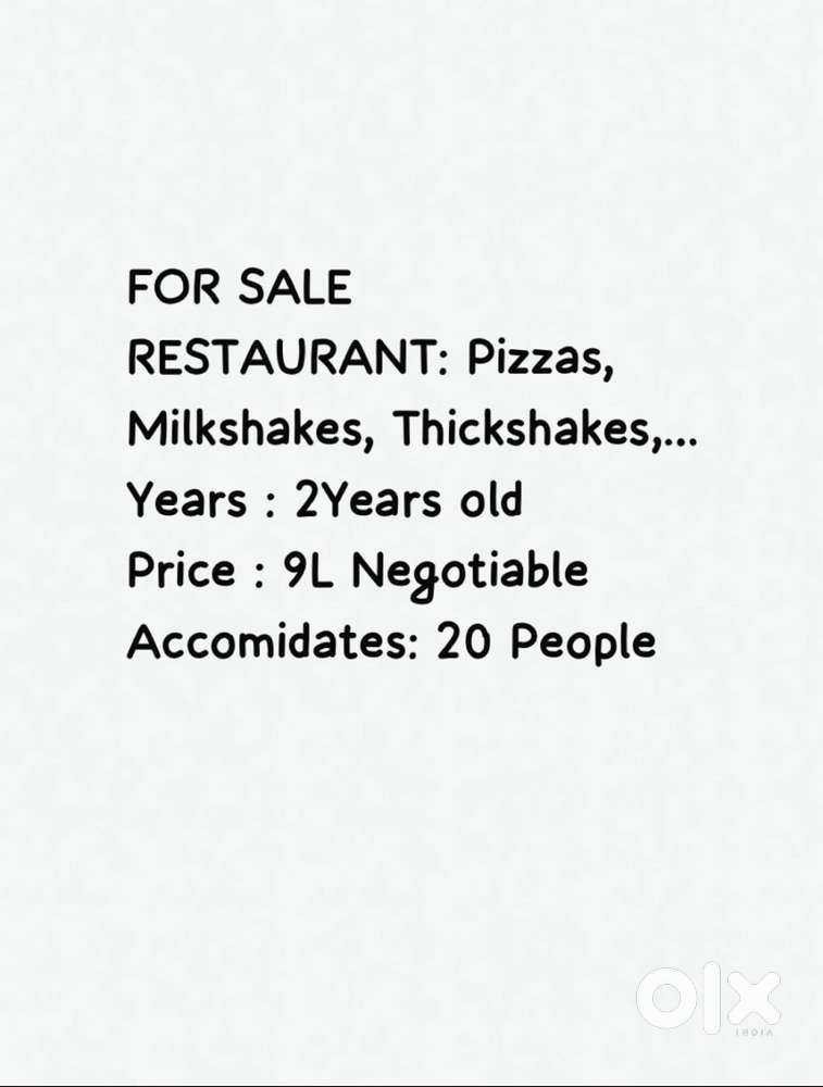 2yrs Completed Restaurant for sale