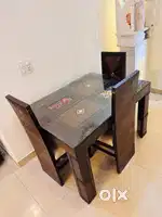 3 Chair Dining Table with Glass Top