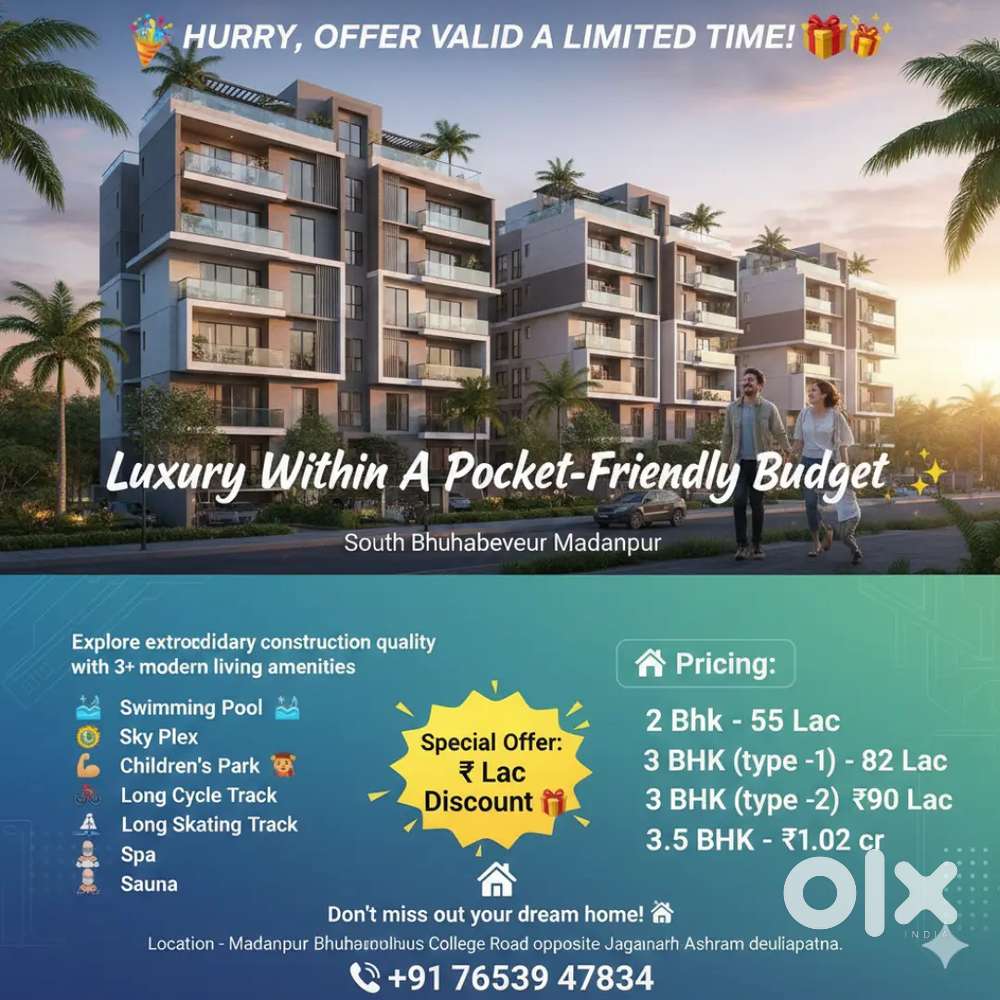 2 & 3 bhk apartment for sale in Madanpur GITA College Bhubaneswar