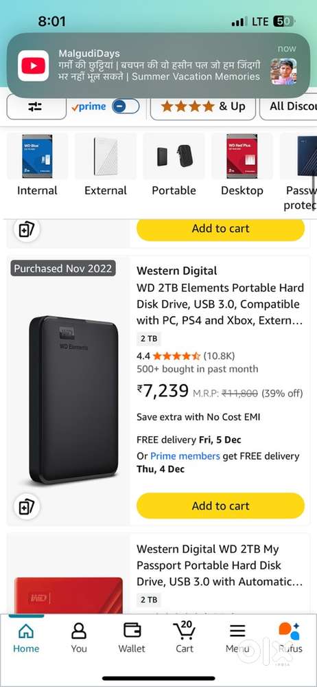 2tb WD FAST RUNNING HARD DISK