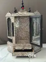Wooden Mandir with Door & Shelf