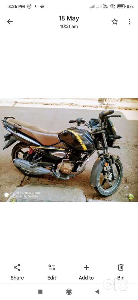 Original engine, tvs victor 2018, disk break, bs4,110 cc, self start