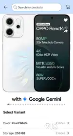 Reno14 8gram 256rom 1 month old final ret 30k