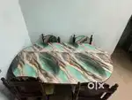 Wooden Round Cut Dining Table Set
