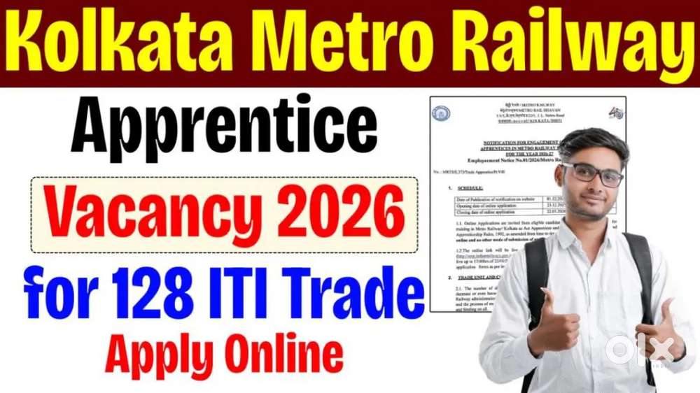 URGENT JOB VACANCY IN KOLKATA METRO RAILWAY MALE AND FEMALE BOTH