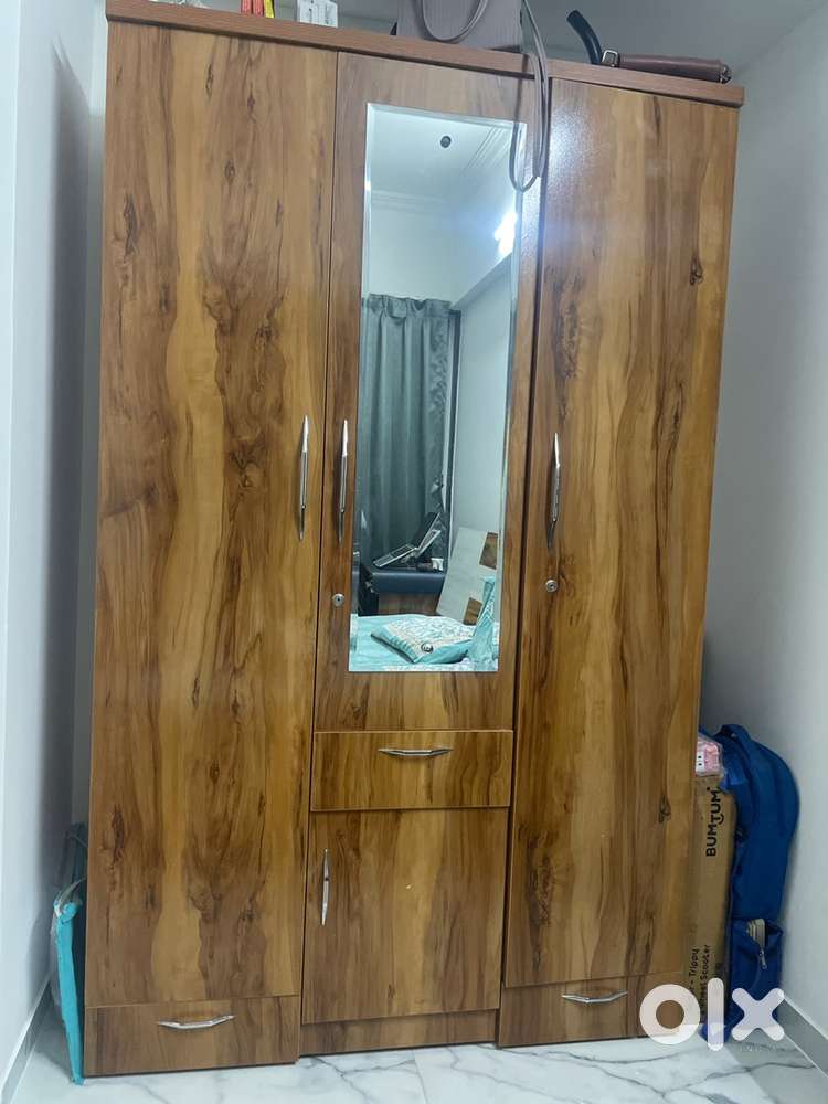 Wardrobe, double bed with mattress, computer table