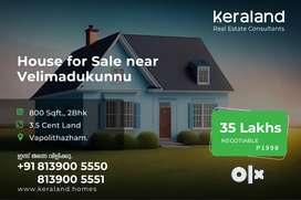 800 sqft 2bhk house for sale near Vappolithazham, vellimadukunnu