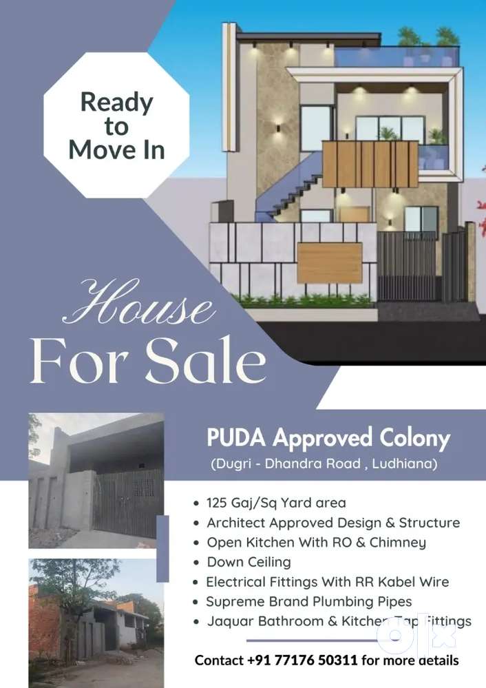 125Gaj New Built House For Sale In PUDA Approved Colony At Dhandra Rd