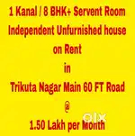 8 BHK+Servent Room Independent House on Rent in Trikuta Nagar.