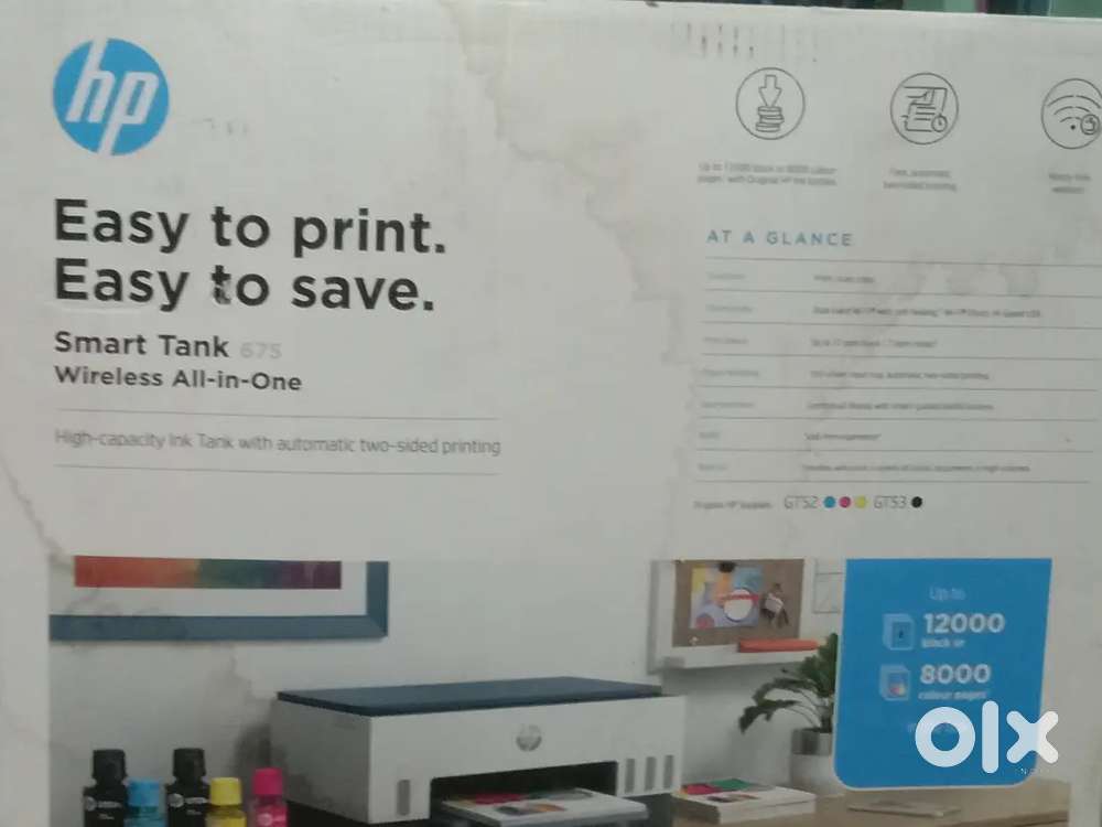 HP Smart Tank 675 Wi Fi All-in-One Printer Duplexer