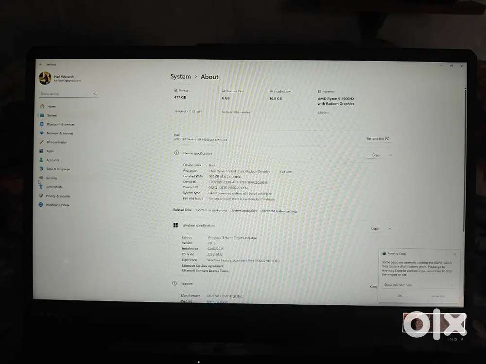 Asus A15 Rygen9 6gbgraphic rtx 3060