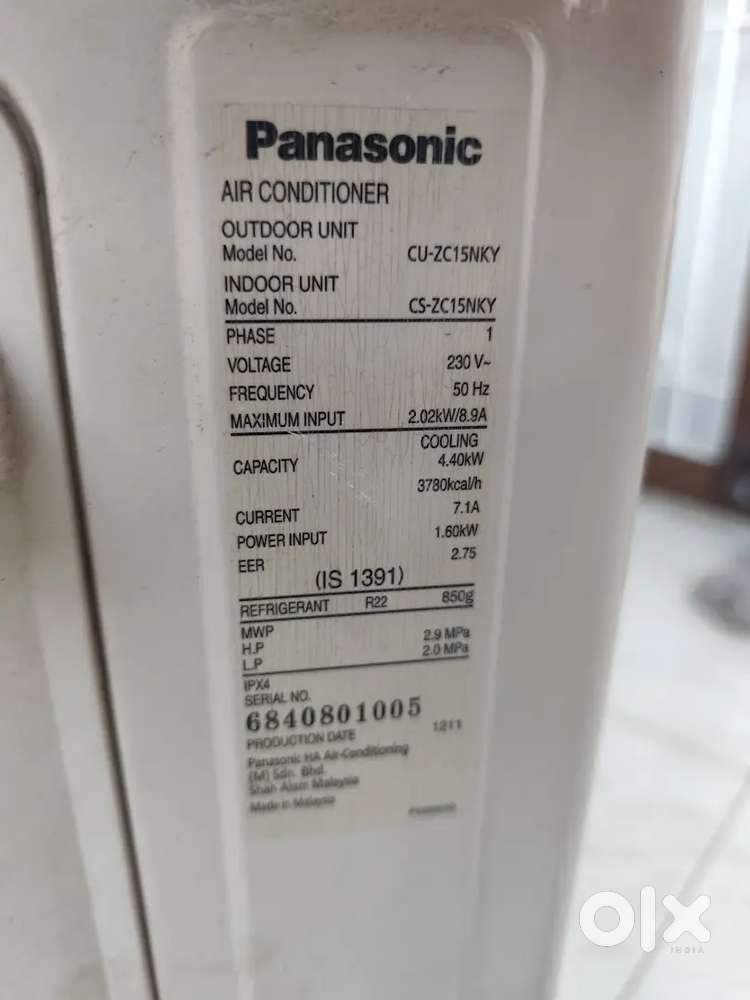 Split Panasonic AC with outdoor unit and window unit.