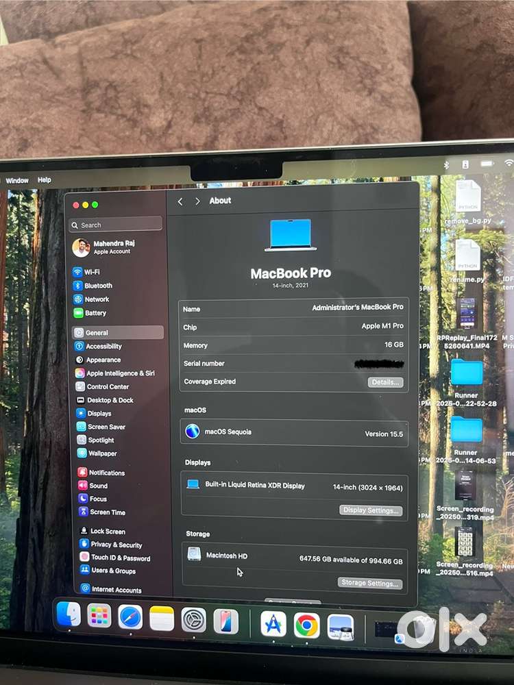 MacBook Pro 14” (M1 Pro, 16GB/1TB) – Excellent Condition