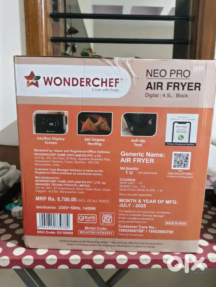 Unpacked & unopened Wonderchef Airfryer for sale at seconds