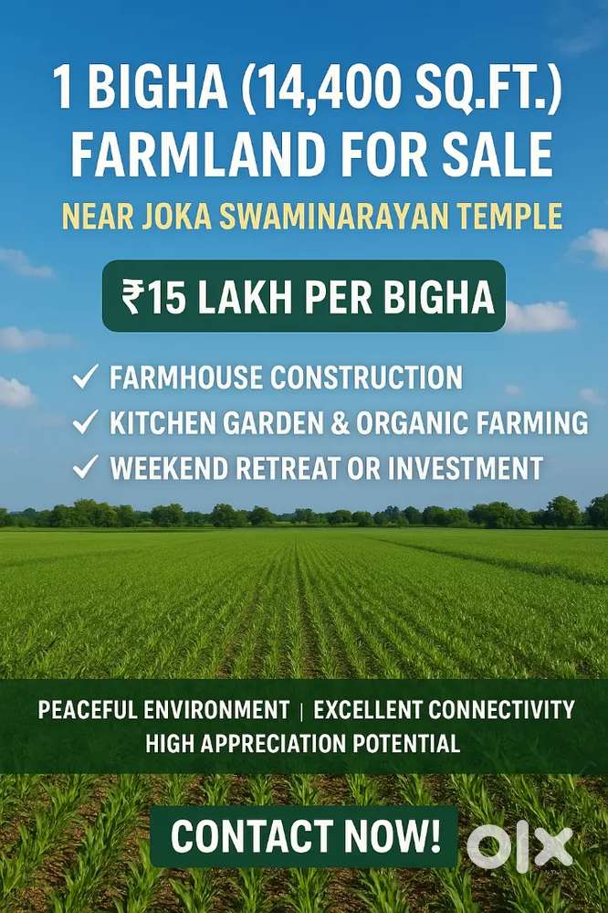 1/2/3/4 Bigha Farmland Available for sale near Joka Swaminarayan Templ