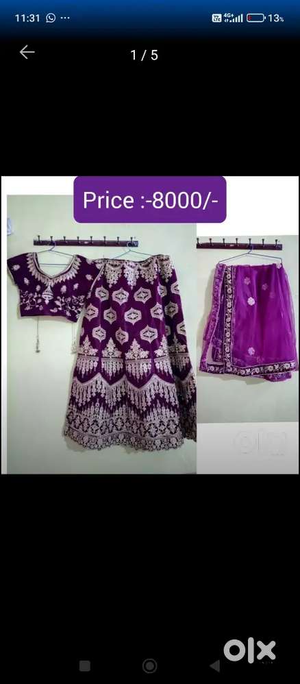 (Purple + Black + Pink) Lehenga + Navy blue Sharara +Blue Anarkali