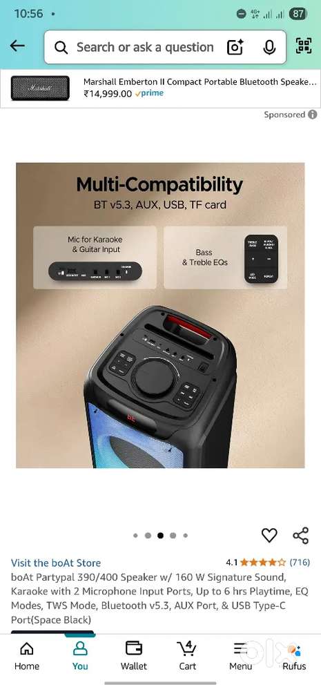 boAt Partypal 390/400 Speaker w/ 160 W