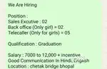 Back office telecaller