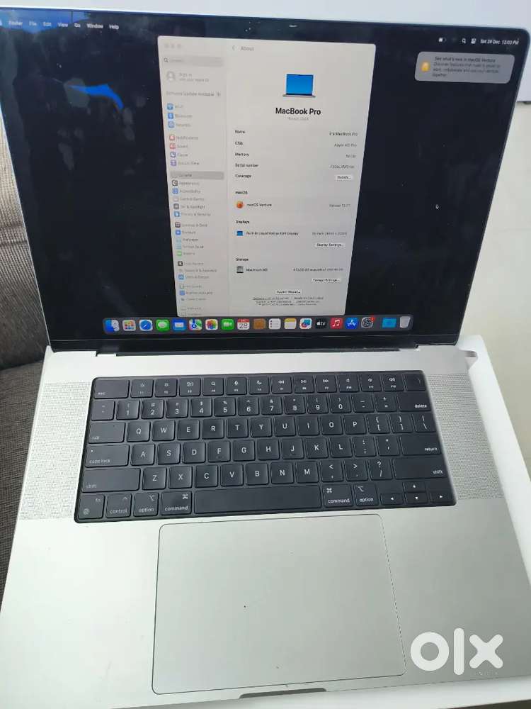 Apple macbook M1 Pro 16GB 512GB 16 Inches