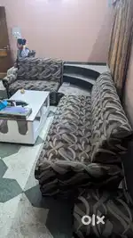 7 seater Sofa set with side storage unit and a puff stool