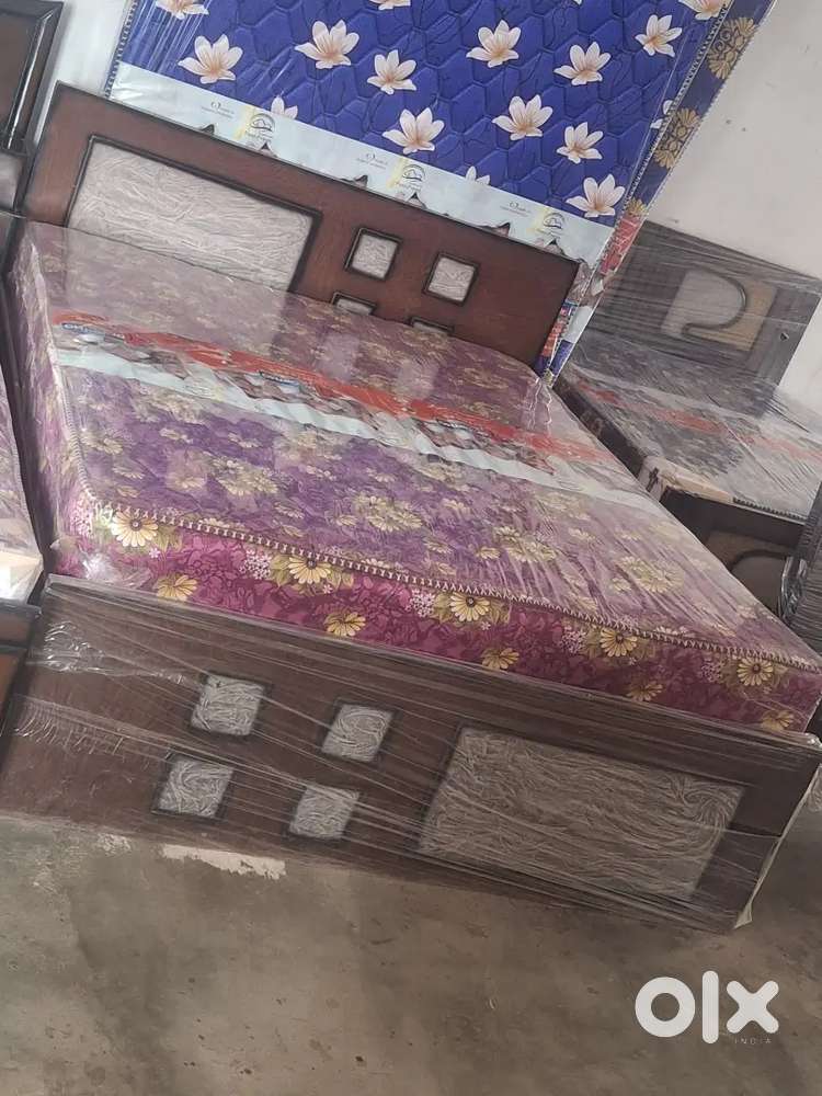 Brand new queen size without storage wooden bed with mattress n other