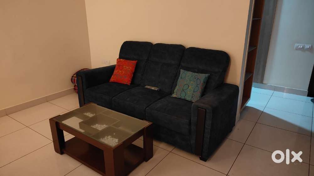 3-Seater Sofa with Glass Center Table – Excellent Condition