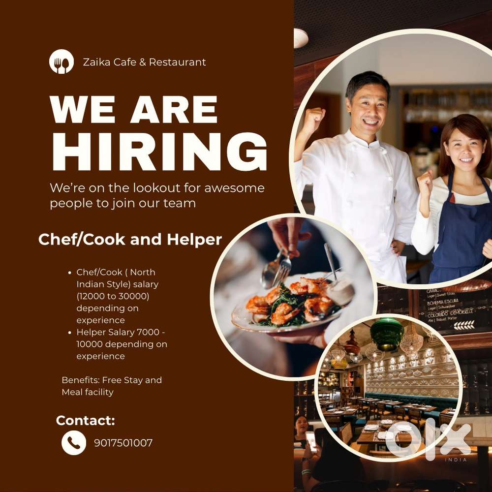 Needs North Indian style Chef / Cook and Helper