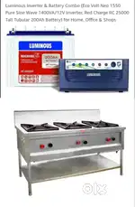 (LUMINOUS INVERTER)+INDIAN GAS 3 BURNER COMMERCIAL