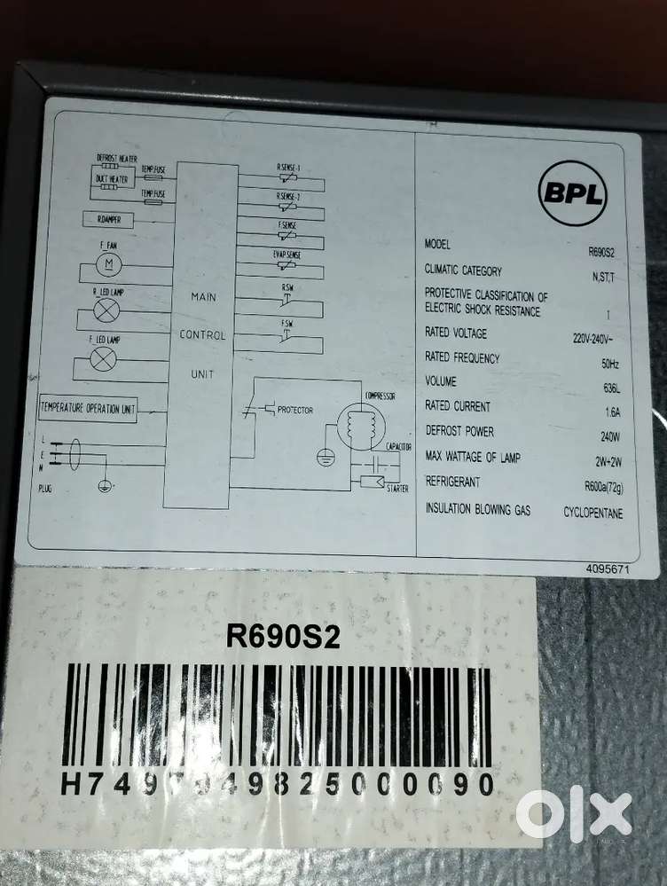 BPL fridge 690 litre good condition