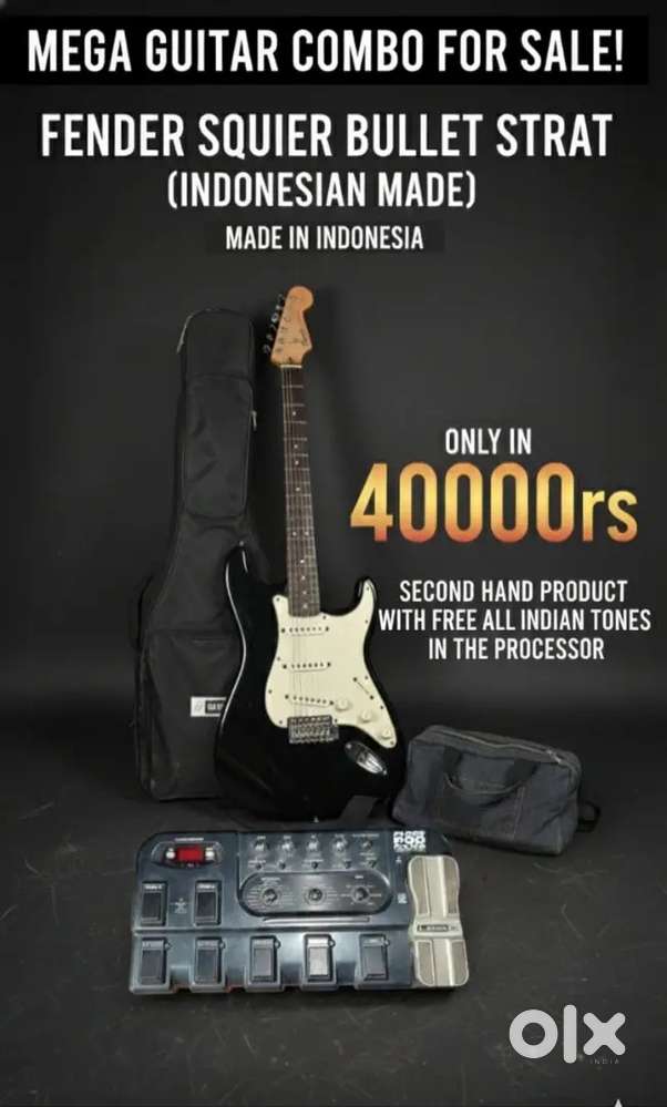 Squier Fender Electric Guitar and Line 6 processer with Baritone