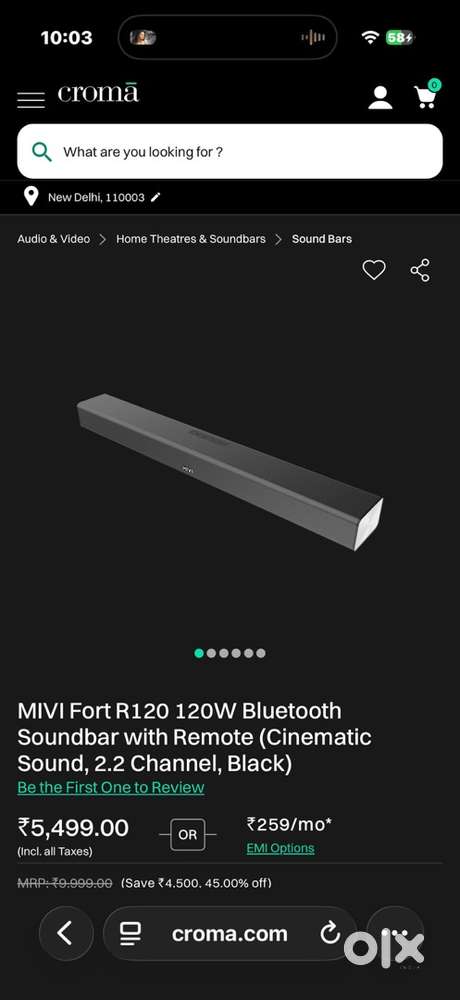 MIVI Fort R120 120W Bluetooth Soundbar with Remote