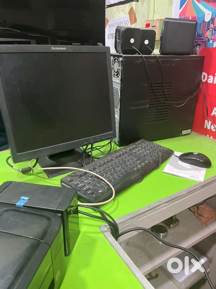 Desktop with printer and lamination
