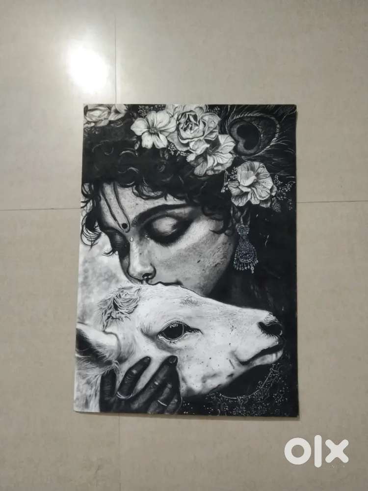 Charcoal painting hand made art