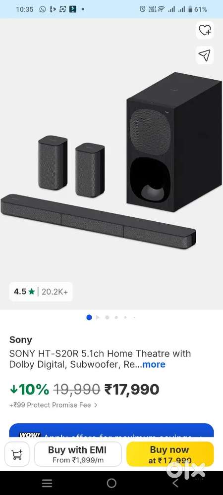 sony home theatre system ht s20r 400watt