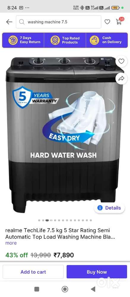 Real me washing machine 7.5kg