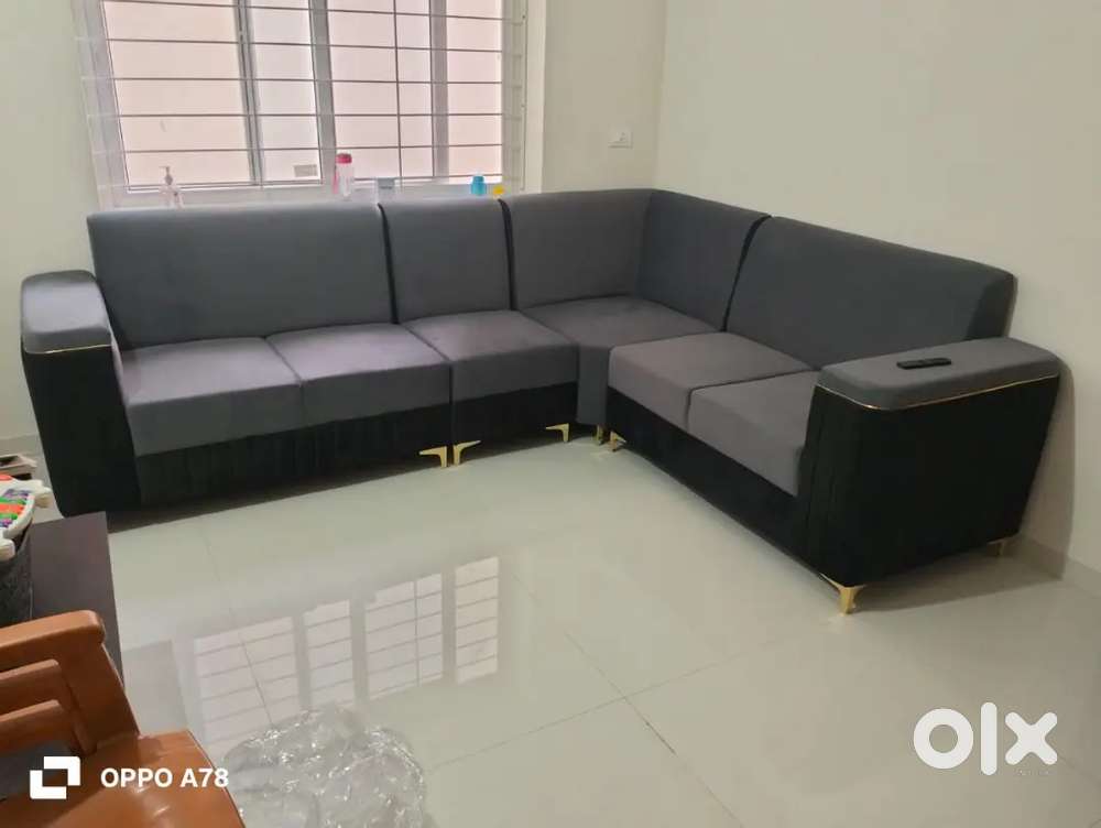 L shape sofa set with designing handle and beautiful look