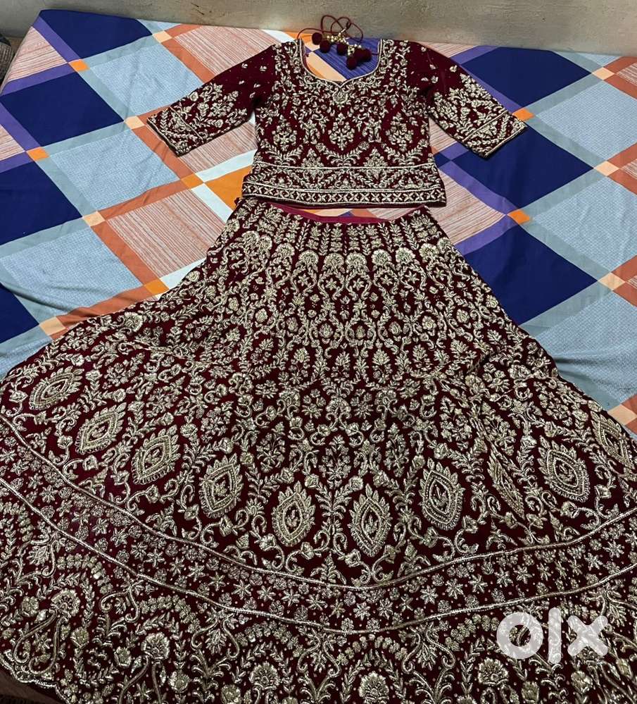 Wedding Bridal lahega marun color only 1 year old