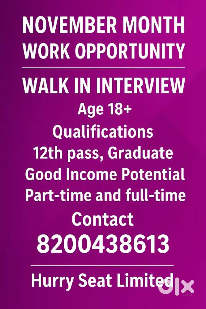 Work opportunity gwalior